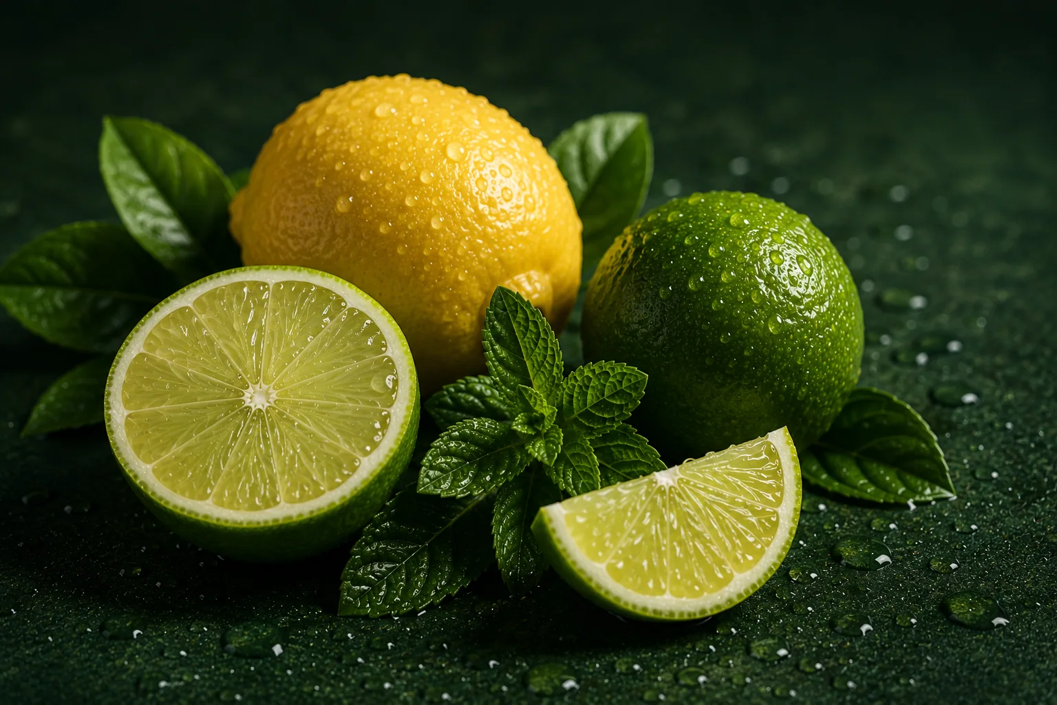 Fresh lemon and lime ingredients